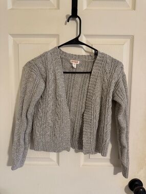 Cat & Jack Light Gray Cable Knit Open Front Cardigan